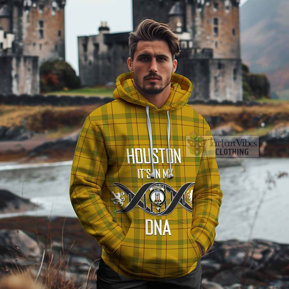 Tartan Vibes Clothing Houston Tartan Cotton Hoodie with Family Crest DNA In Me Style