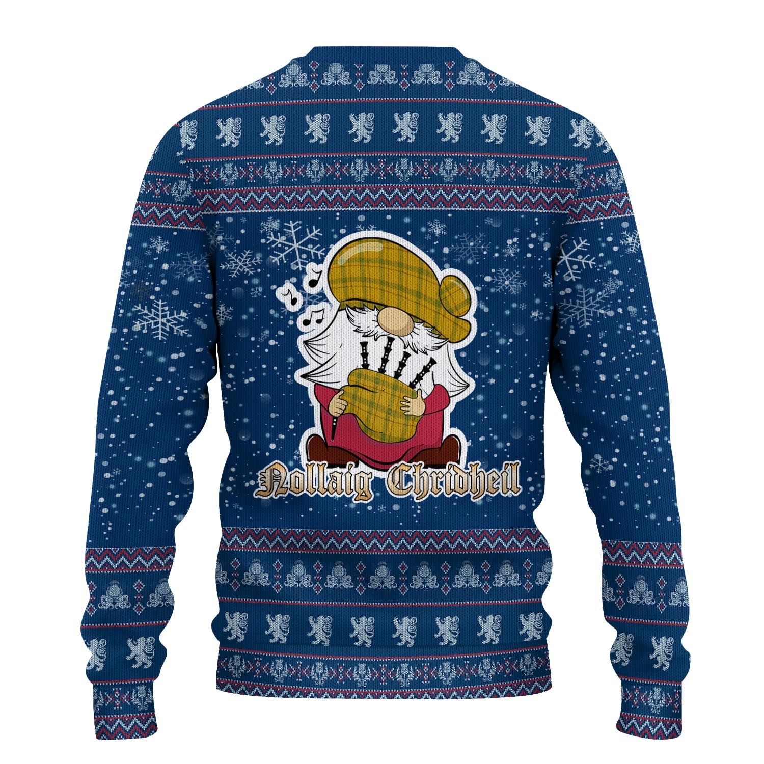 Houston Clan Christmas Family Knitted Sweater with Funny Gnome Playing Bagpipes - Tartanvibesclothing