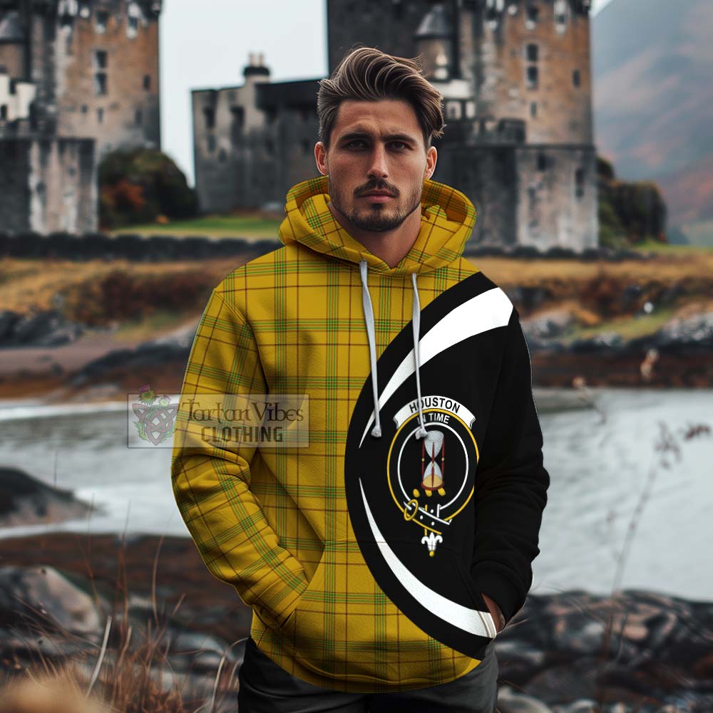 Tartan Vibes Clothing Houston Tartan Cotton Hoodie with Family Crest Circle Style