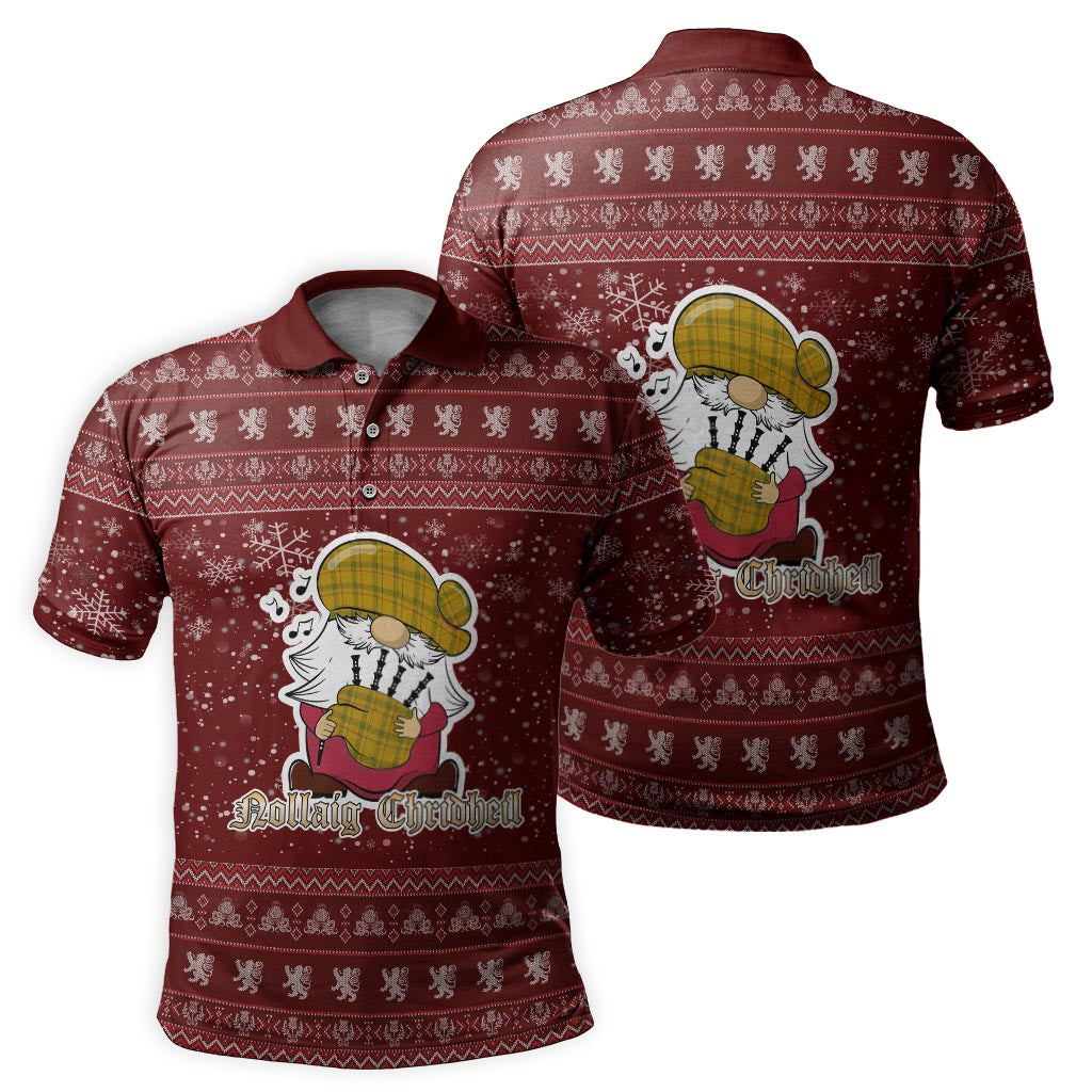 Houston Clan Christmas Family Polo Shirt with Funny Gnome Playing Bagpipes - Tartanvibesclothing