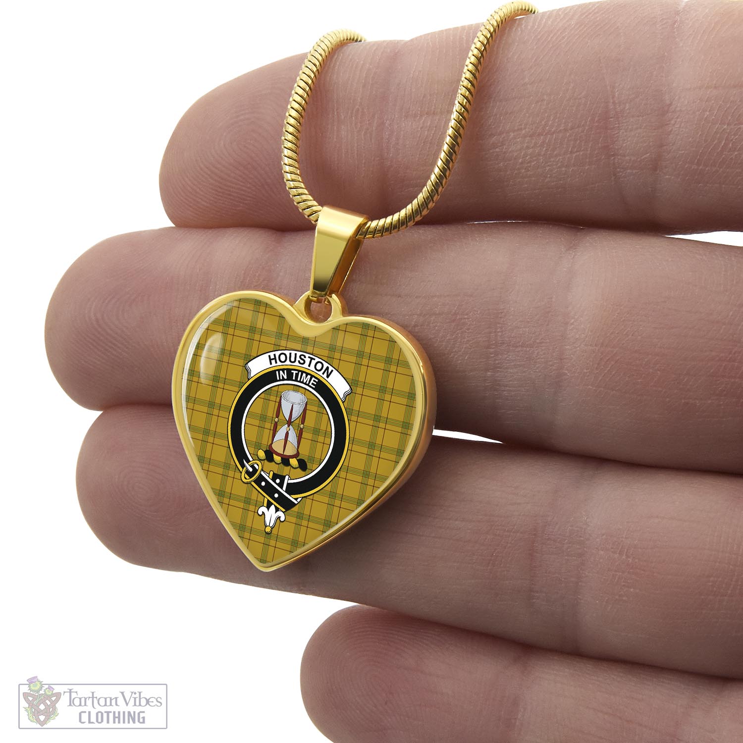 Tartan Vibes Clothing Houston Tartan Heart Necklace with Family Crest