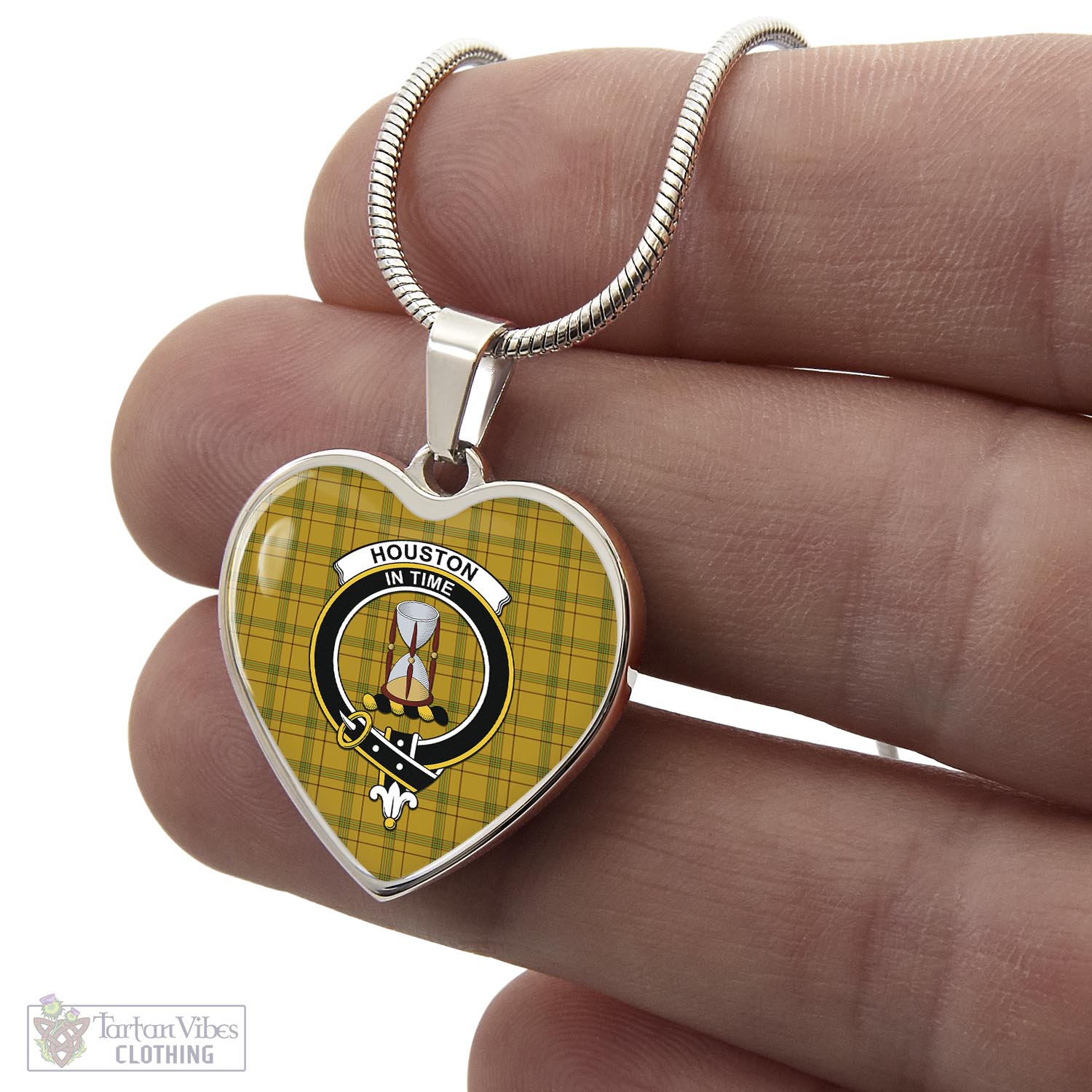 Tartan Vibes Clothing Houston Tartan Heart Necklace with Family Crest