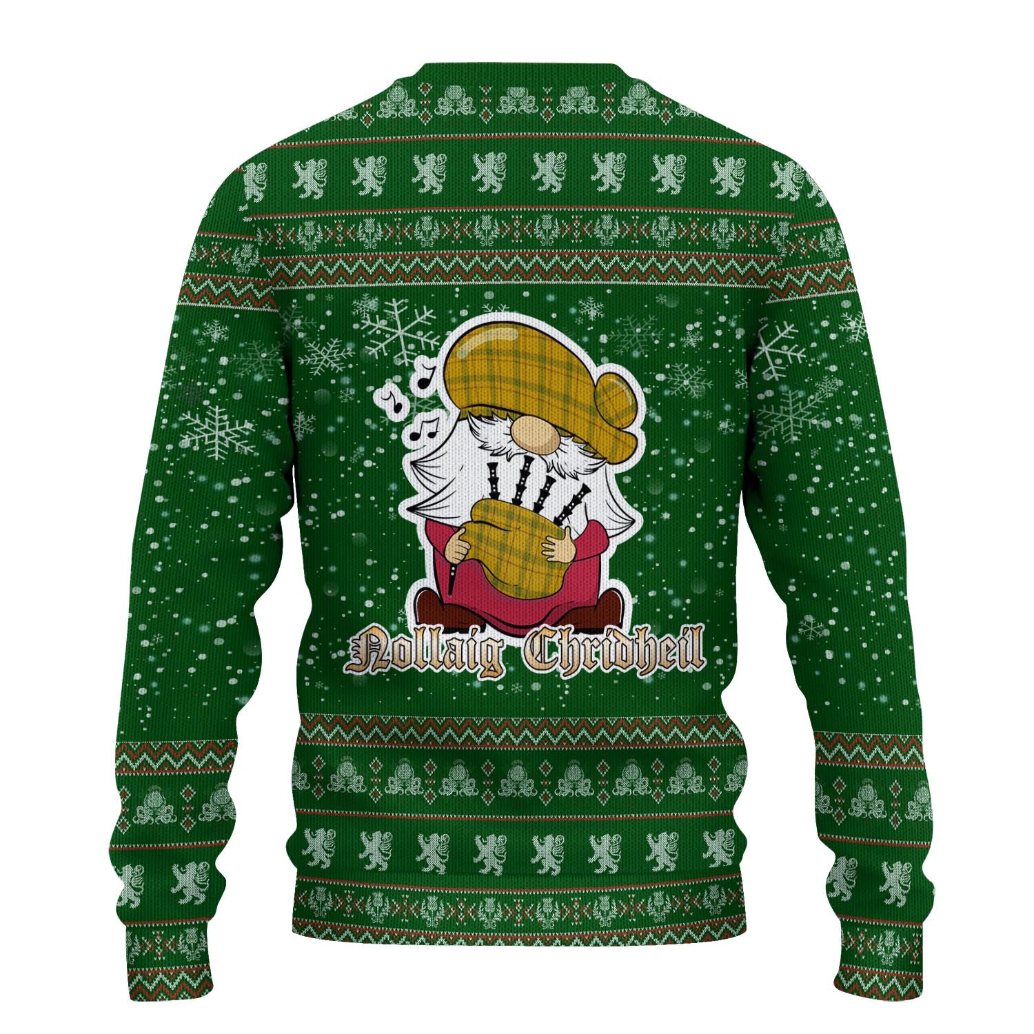 Houston Clan Christmas Family Knitted Sweater with Funny Gnome Playing Bagpipes - Tartanvibesclothing