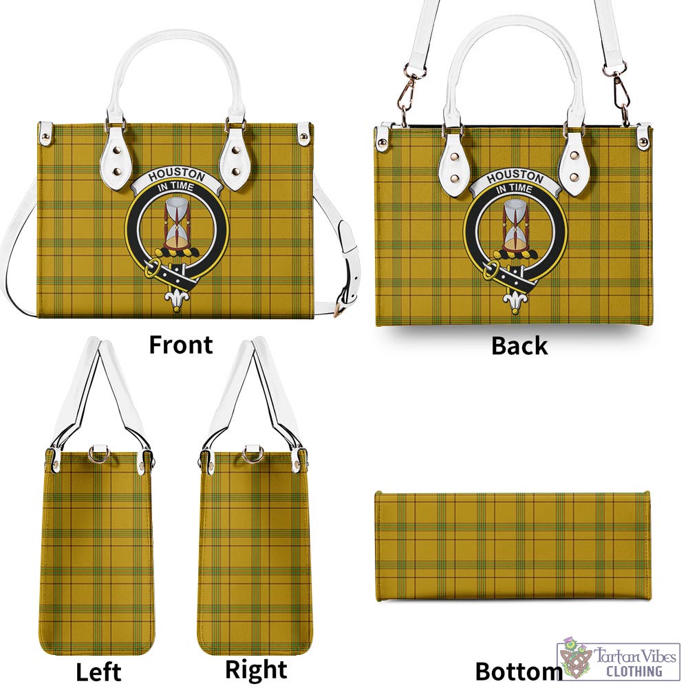 Tartan Vibes Clothing Houston Tartan Luxury Leather Handbags with Family Crest