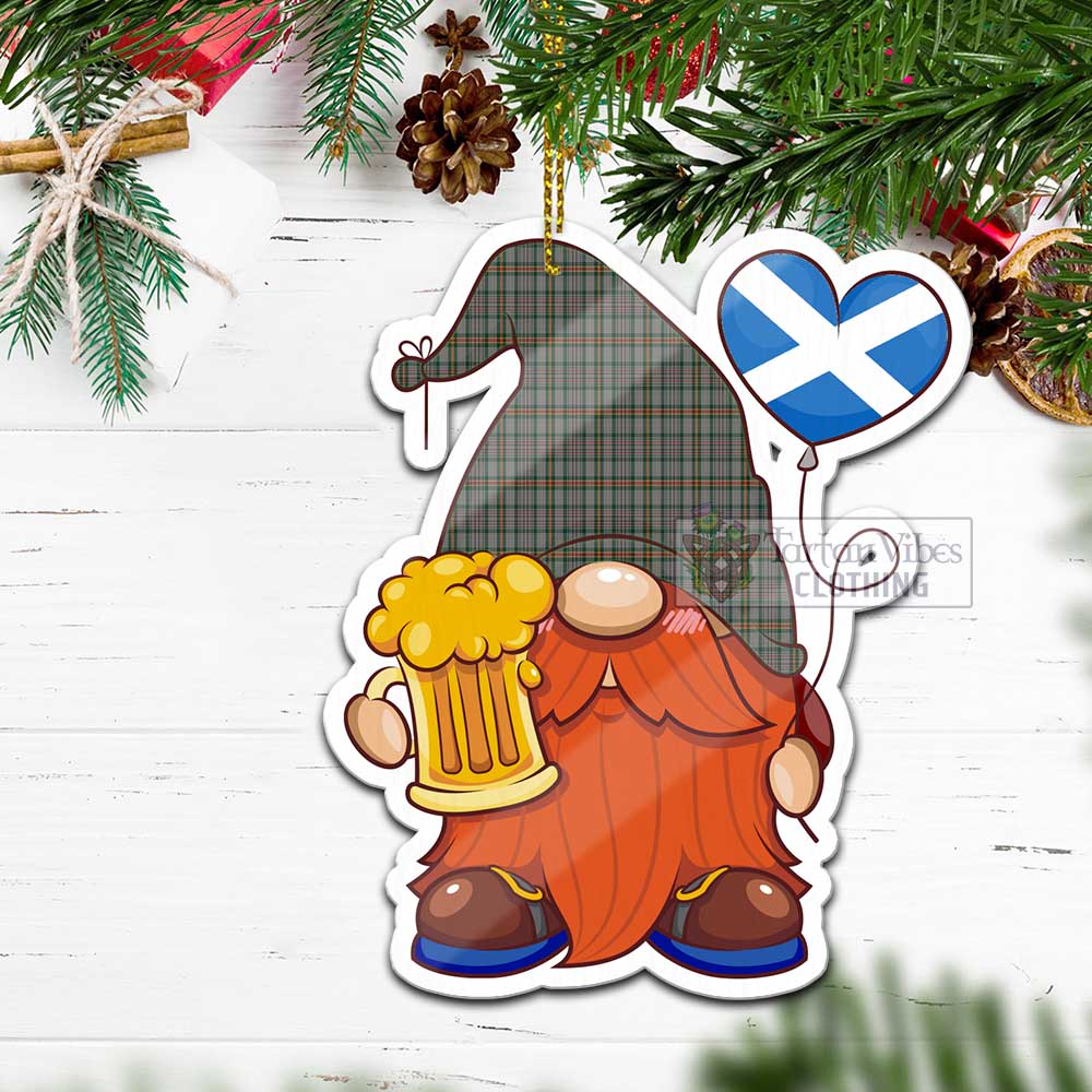 Tartan Vibes Clothing Howell of Wales Tartan Gnome Holding Beer Glass Christmas Ornament with Personalized National Flag