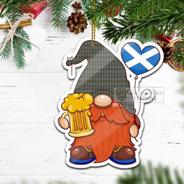 Howell of Wales Tartan Gnome Holding Beer Glass Christmas Ornament with Personalized National Flag