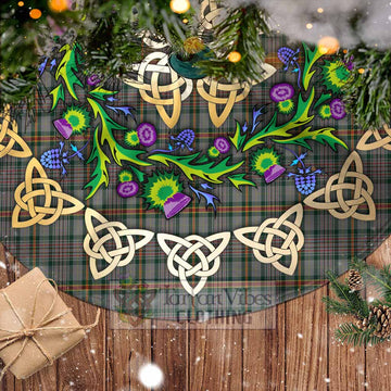 Howell of Wales Tartan Christmas Tree Skirt with Thistle Celtic Knot Style