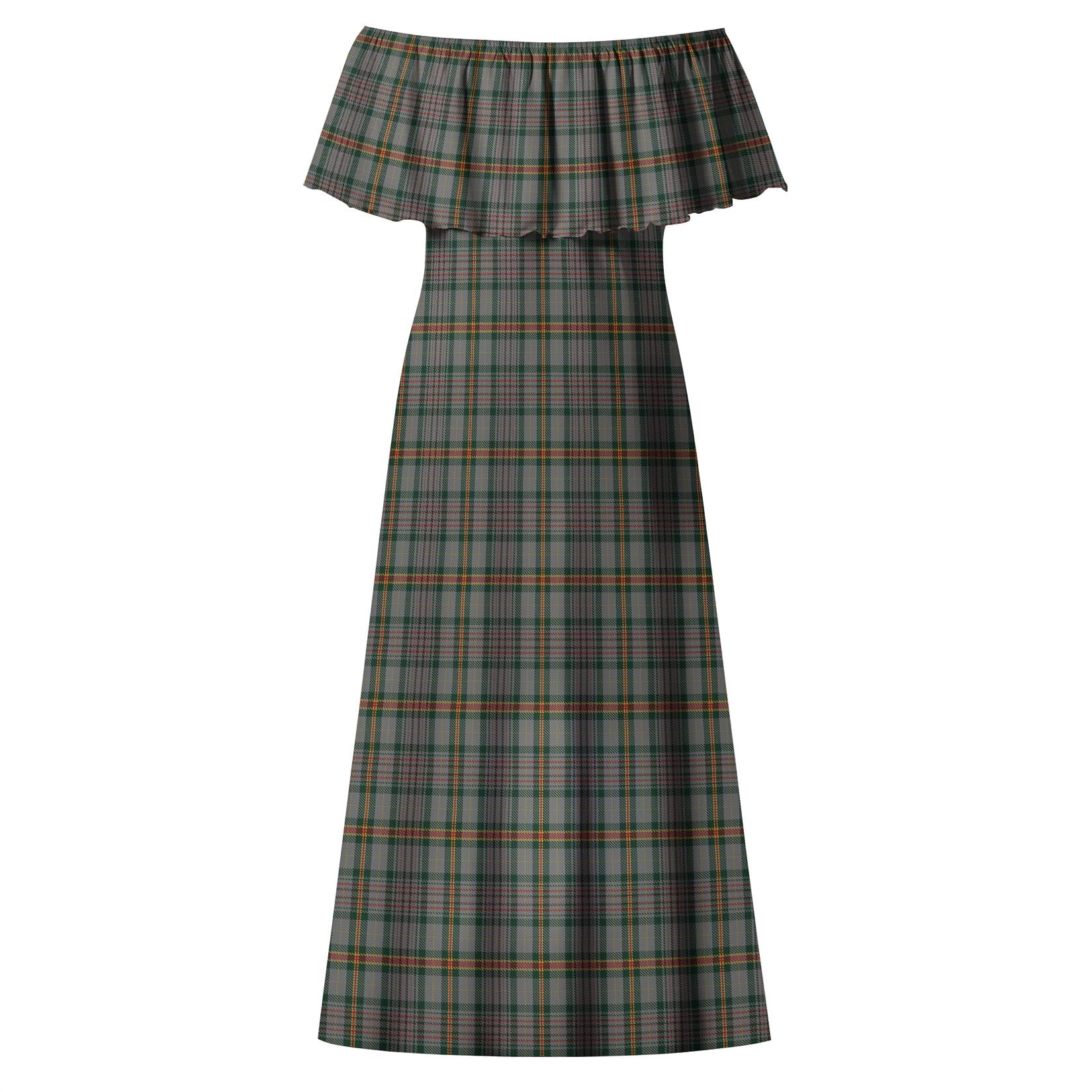 Howell of Wales Tartan Off Shoulder Long Dress - Tartanvibesclothing