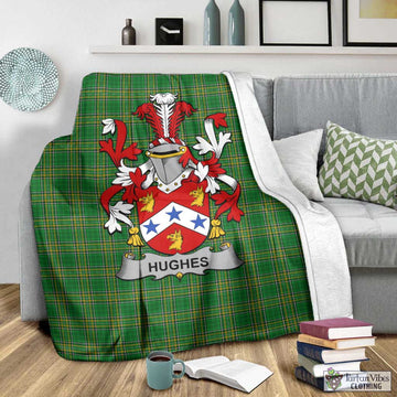 Hughes Irish Clan Tartan Blanket with Coat of Arms