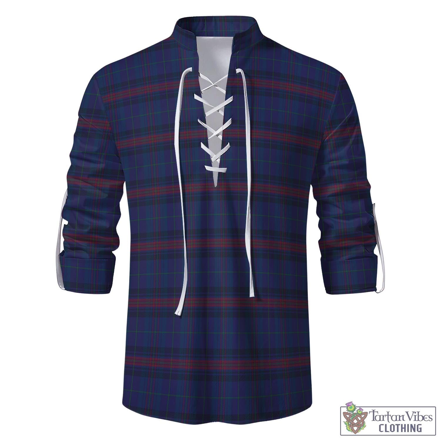 Tartan Vibes Clothing Hughes of Wales Tartan Men's Scottish Traditional Jacobite Ghillie Kilt Shirt