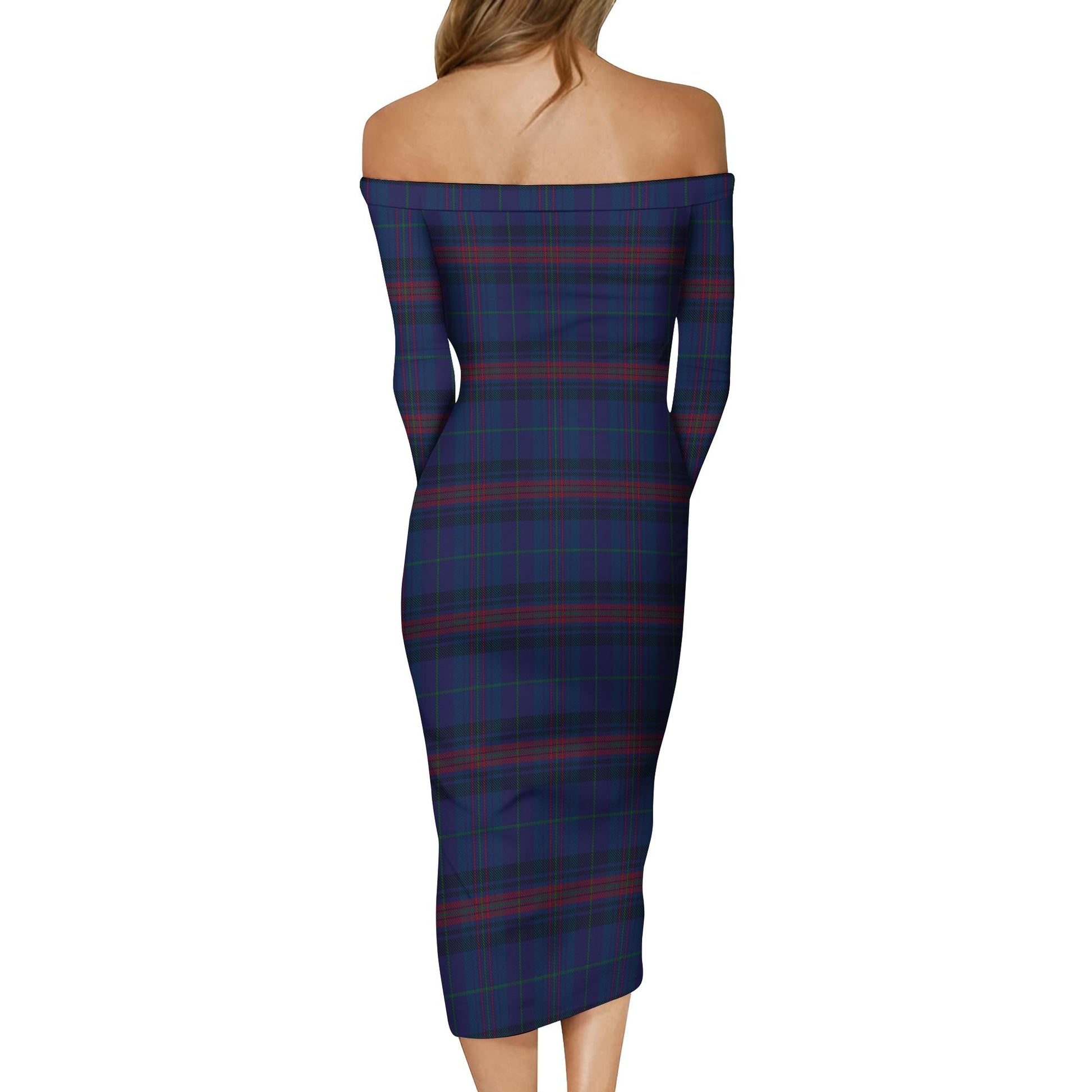 Hughes of Wales Tartan Off Shoulder Lady Dress - Tartanvibesclothing