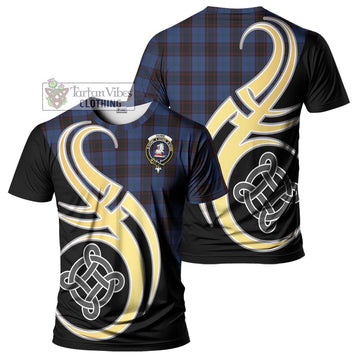 Hume Tartan T-Shirt with Family Crest and Celtic Symbol Style