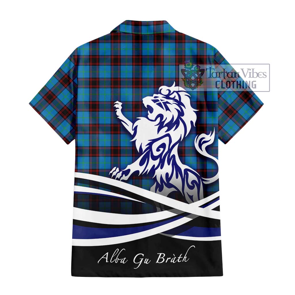 Tartan Vibes Clothing Hume Ancient Tartan Short Sleeve Button Shirt with Alba Gu Brath Regal Lion Emblem