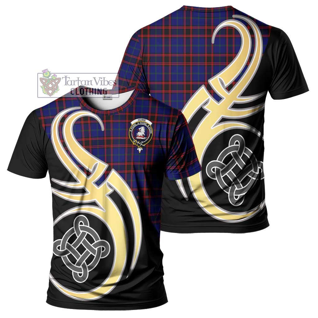 Tartan Vibes Clothing Hume Modern Tartan T-Shirt with Family Crest and Celtic Symbol Style