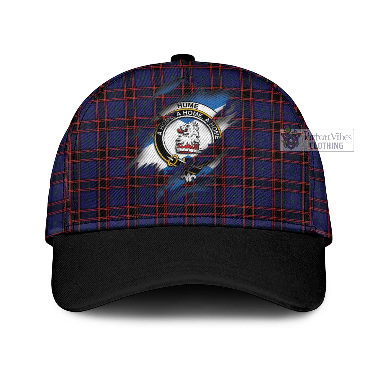 Tartan Vibes Clothing Hume Modern Tartan Classic Cap with Family Crest In Me Style