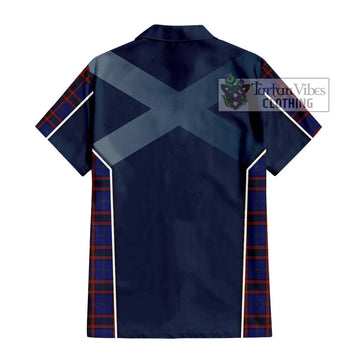 Hume Modern Tartan Short Sleeve Button Shirt with Family Crest and Lion Rampant Vibes Sport Style