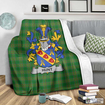 Hunt Irish Clan Tartan Blanket with Coat of Arms - Tartan Vibes Clothing