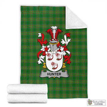 Hunter Irish Clan Tartan Blanket with Coat of Arms