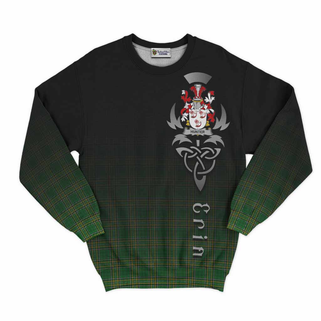 Hunter Irish Clan Sweatshirt with Coat of Arms Erin Go Bragh Celtic Inspired Unisex - Tartan Vibes Clothing