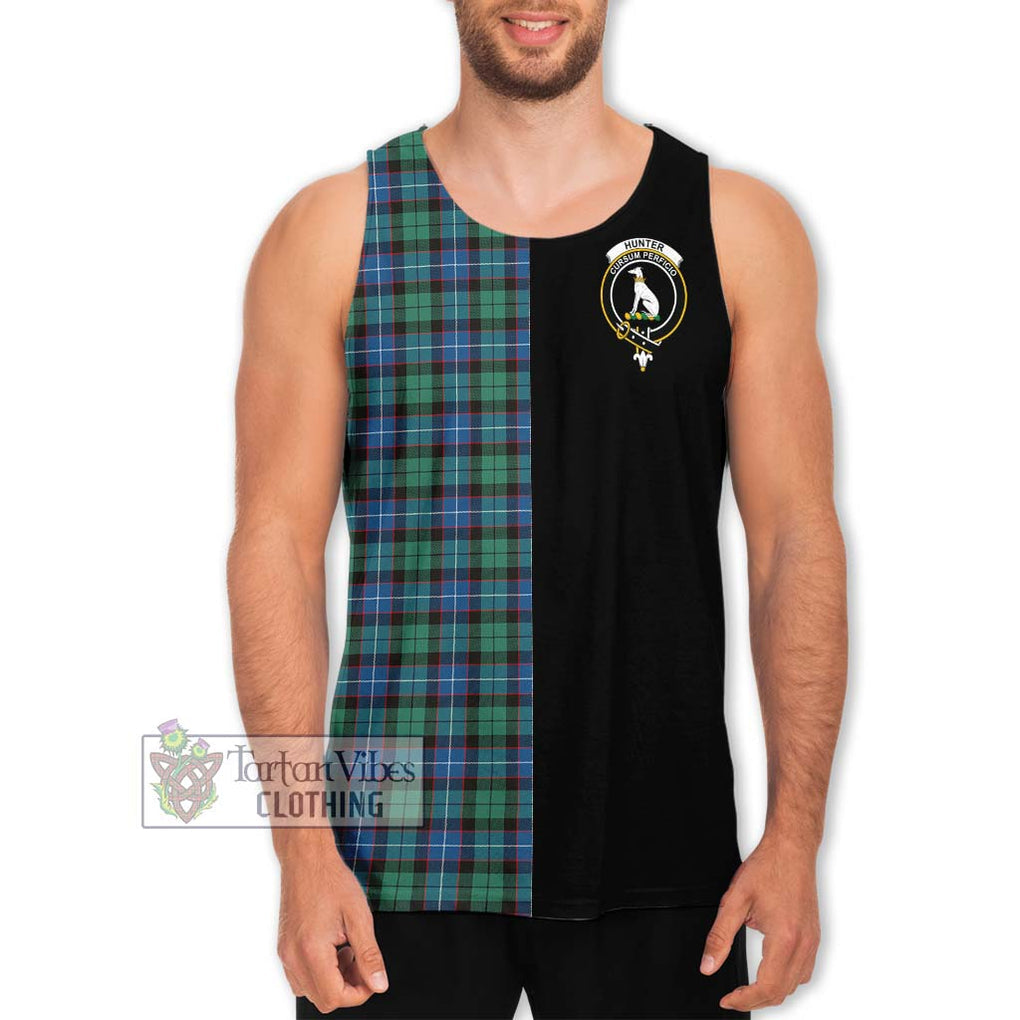 Hunter Ancient Tartan Men's Tank Top with Family Crest and Half Of Me Style Men - Tartanvibesclothing Shop