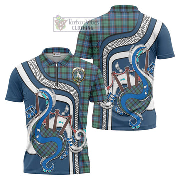 Hunter Ancient Tartan Zipper Polo Shirt with Epic Bagpipe Style