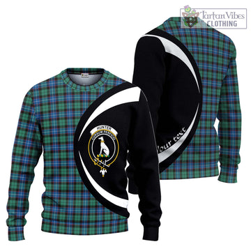 Hunter Ancient Tartan Ugly Sweater with Family Crest Circle Style