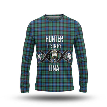 Hunter Ancient Tartan Long Sleeve T-Shirt with Family Crest DNA In Me Style