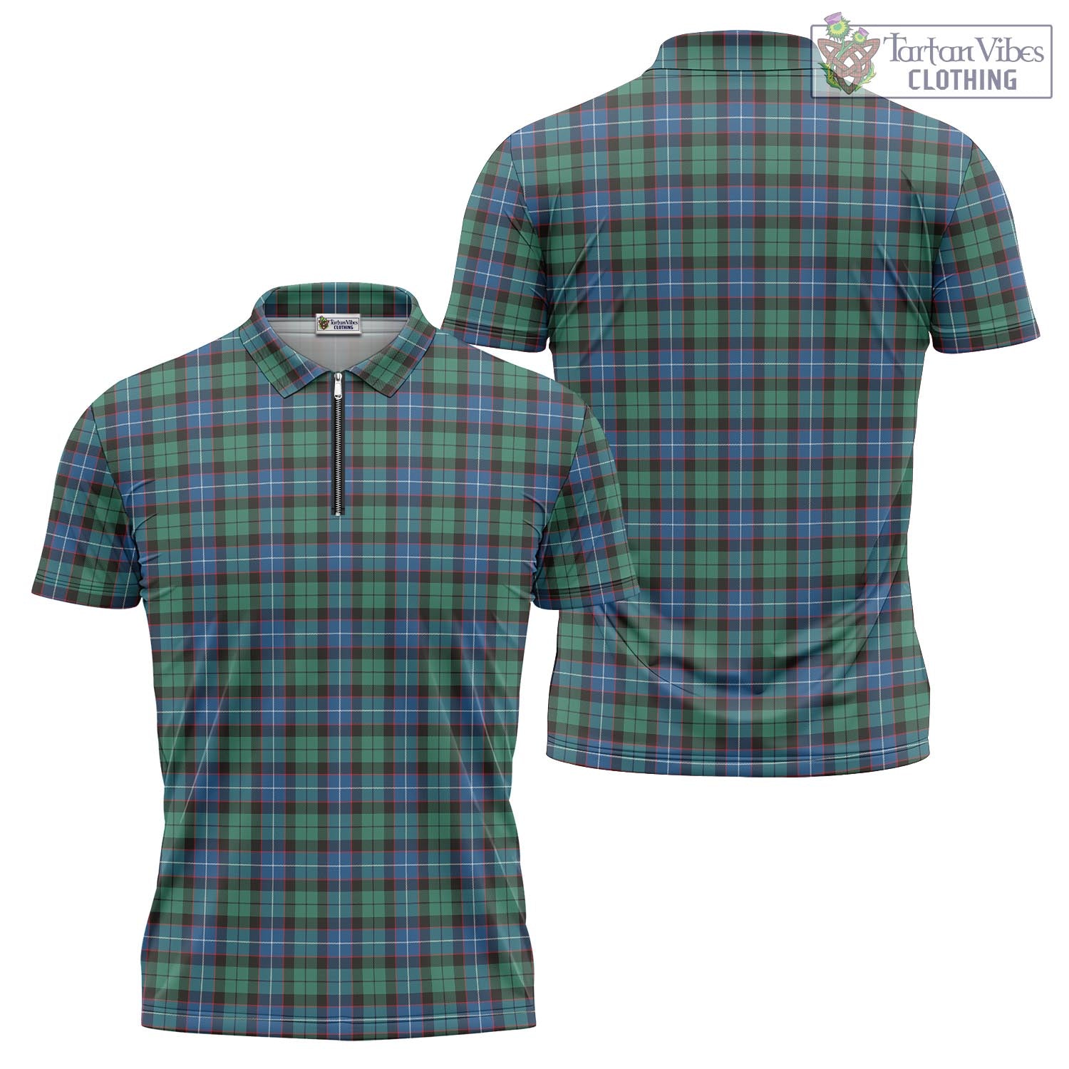 Tartan Vibes Clothing Hunter Ancient Tartan Zipper Polo Shirt