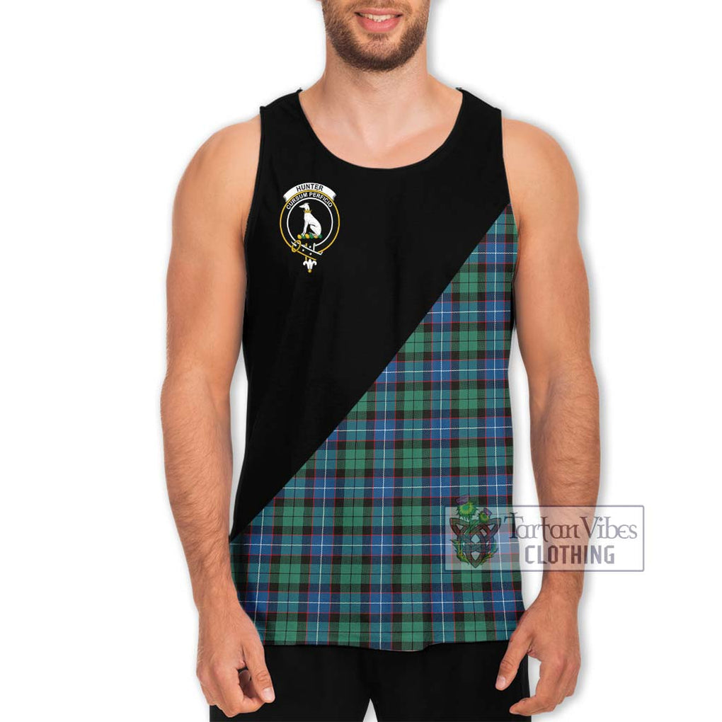 Hunter Ancient Tartan Men's Tank Top with Family Crest and Military Logo Style Men - Tartanvibesclothing Shop