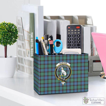 Hunter Ancient Tartan Pen Holder with Family Crest