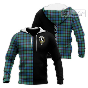 Hunter Ancient Tartan Knitted Hoodie with Family Crest and Half Of Me Style