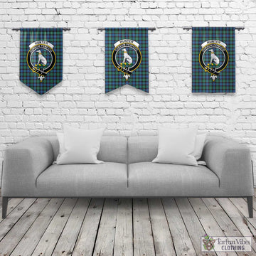 Hunter Ancient Tartan Gonfalon, Tartan Banner with Family Crest