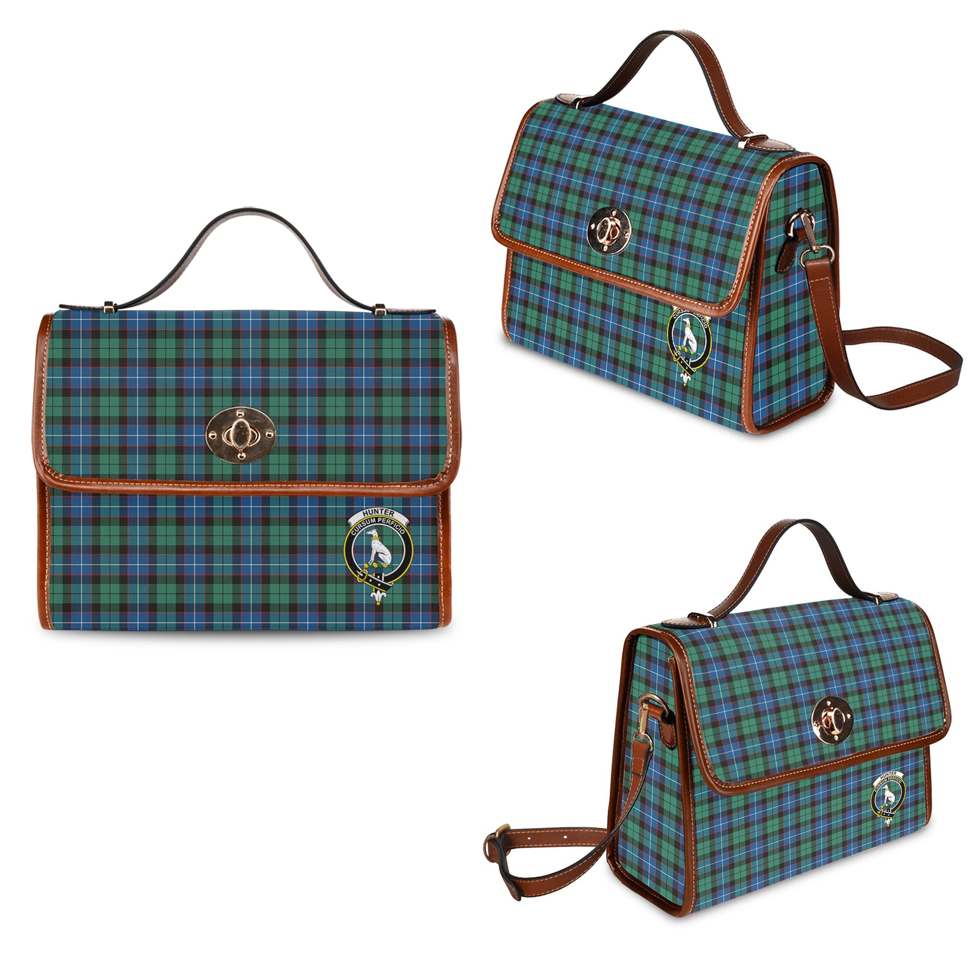 hunter-ancient-tartan-leather-strap-waterproof-canvas-bag-with-family-crest