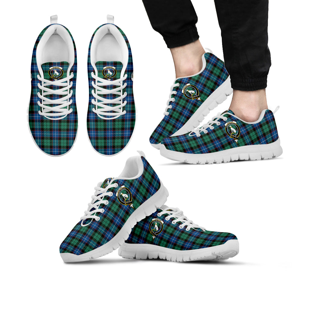 Hunter Ancient Tartan Sneakers with Family Crest Kid's Sneakers - Tartan Vibes Clothing