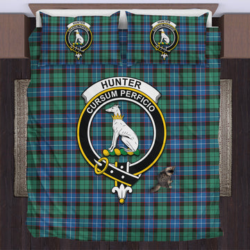 Hunter Ancient Tartan Bedding Set with Family Crest