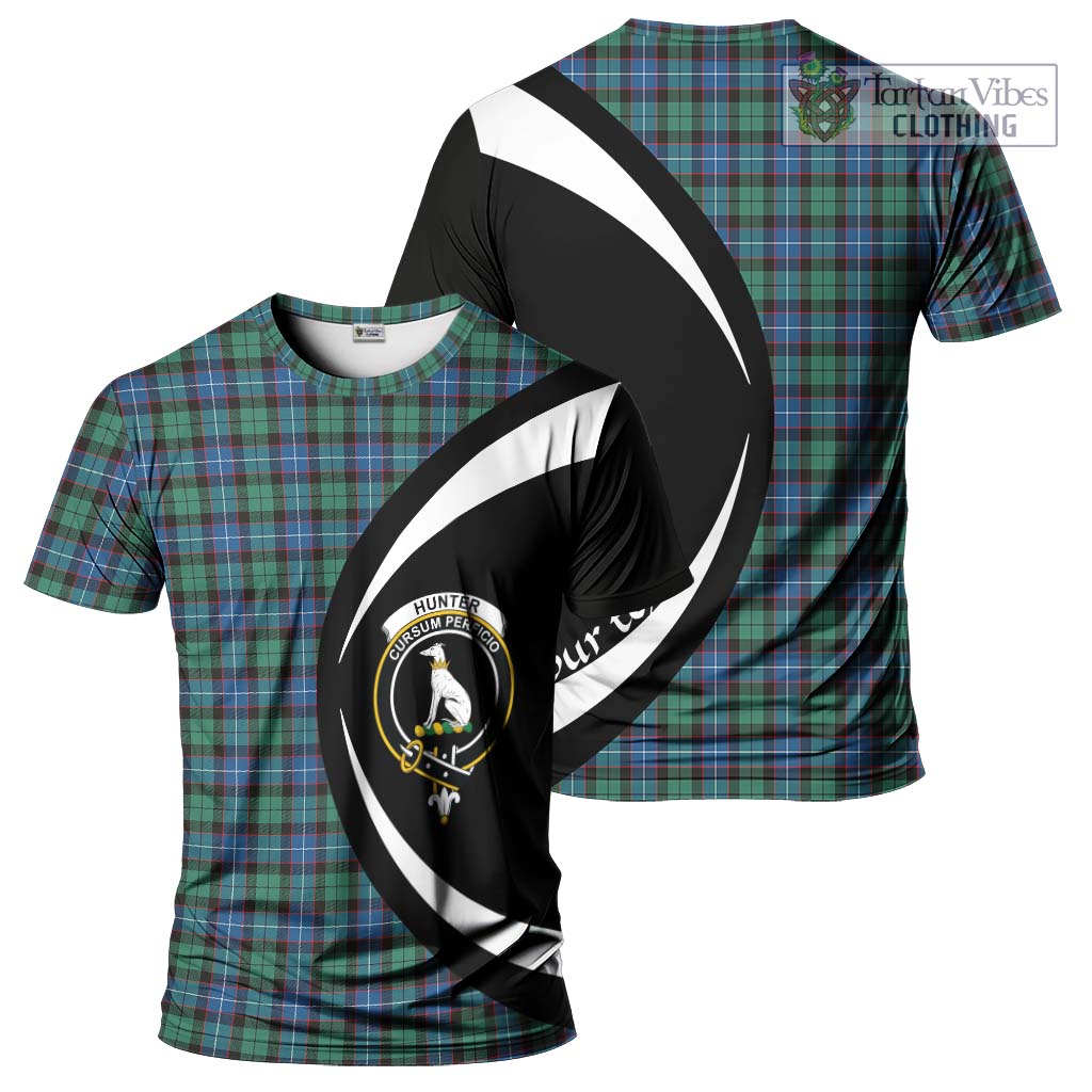 Tartan Vibes Clothing Hunter Ancient Tartan T-Shirt with Family Crest Circle Style