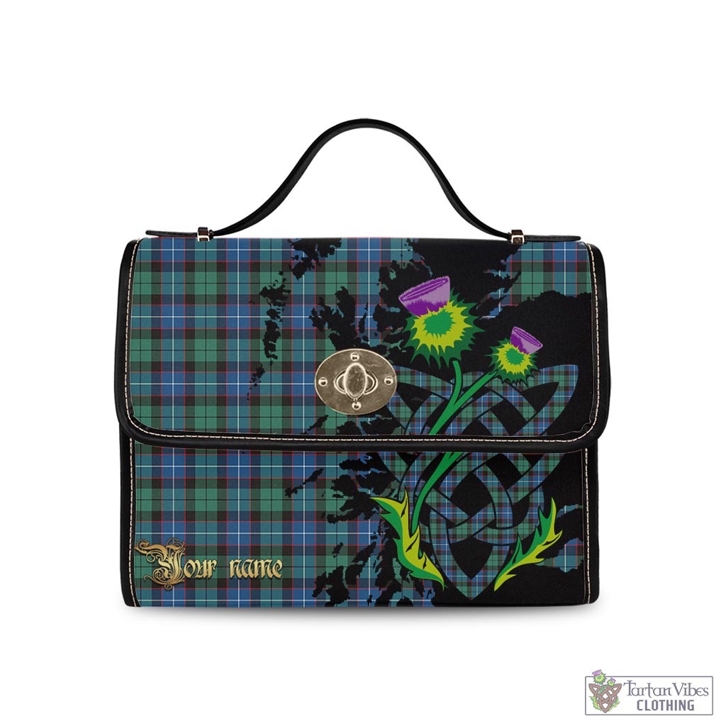 Tartan Vibes Clothing Hunter Ancient Tartan Waterproof Canvas Bag with Scotland Map and Thistle Celtic Accents