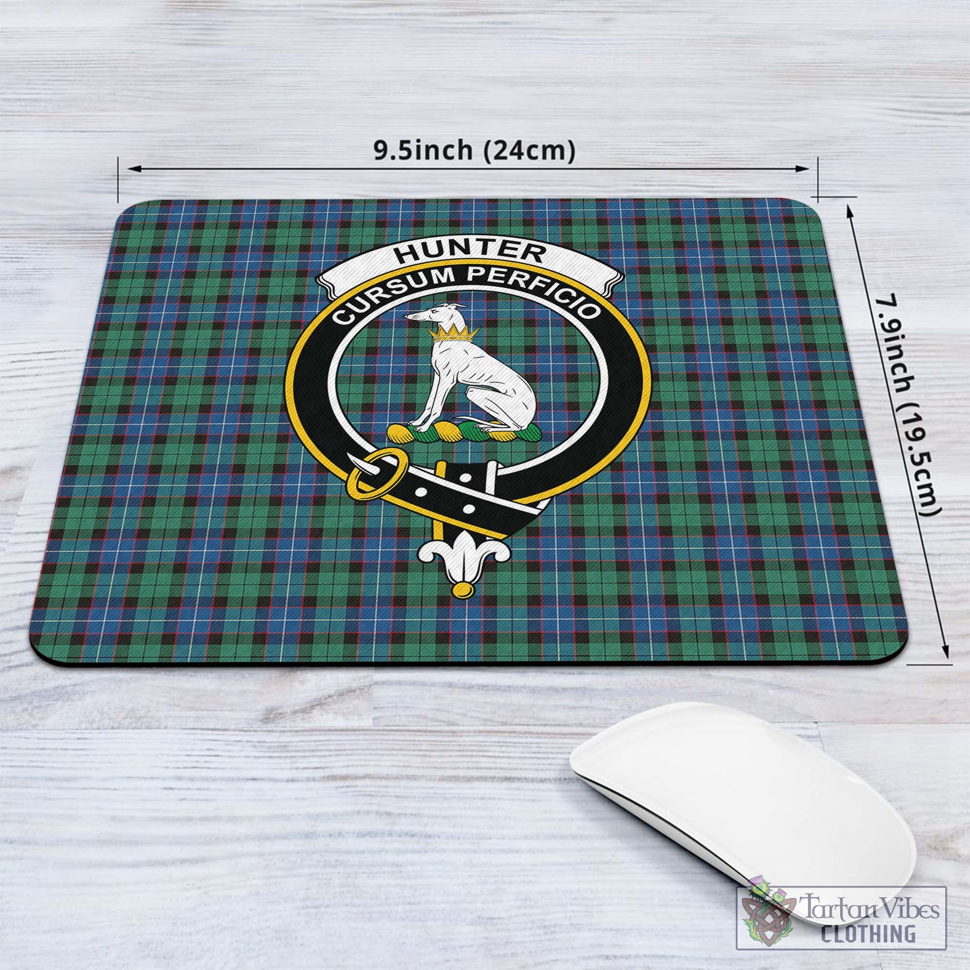 Tartan Vibes Clothing Hunter Ancient Tartan Mouse Pad with Family Crest