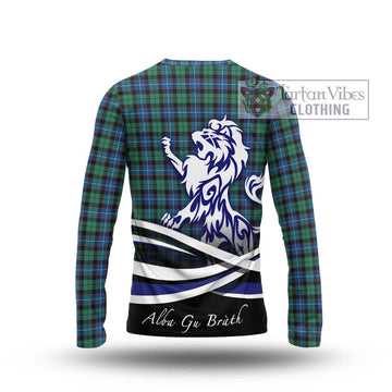 Hunter Ancient Tartan Long Sleeve T-Shirt with Alba Gu Brath Regal Lion Emblem