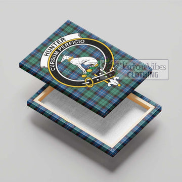 Hunter Ancient Tartan Canvas Print Wall Art with Family Crest