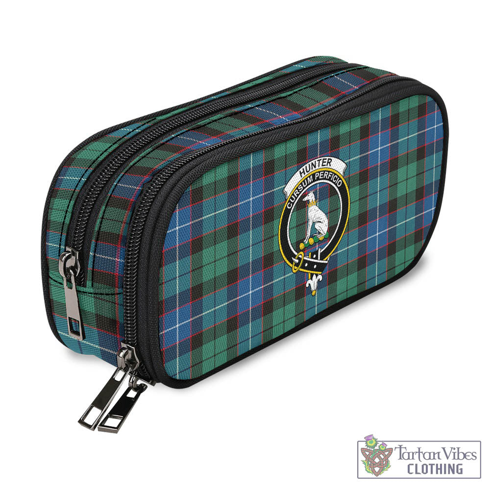 Tartan Vibes Clothing Hunter Ancient Tartan Pen and Pencil Case with Family Crest