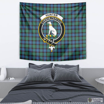 Hunter Ancient Tartan Tapestry Wall Hanging and Home Decor for Room with Family Crest