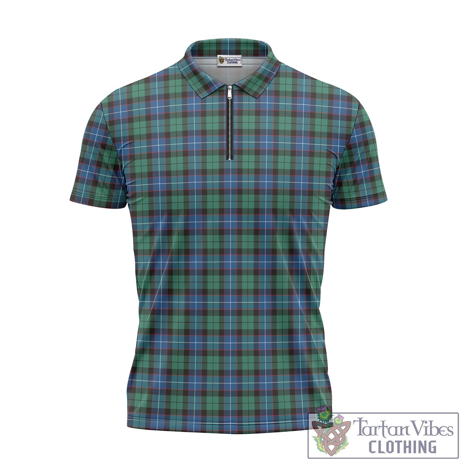 Tartan Vibes Clothing Hunter Ancient Tartan Zipper Polo Shirt