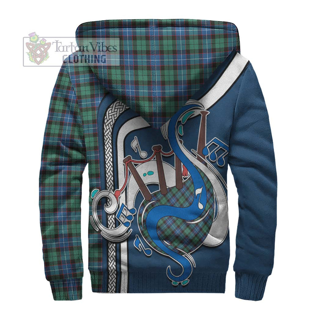 Hunter Ancient Tartan Sherpa Hoodie with Epic Bagpipe Style - Tartanvibesclothing Shop