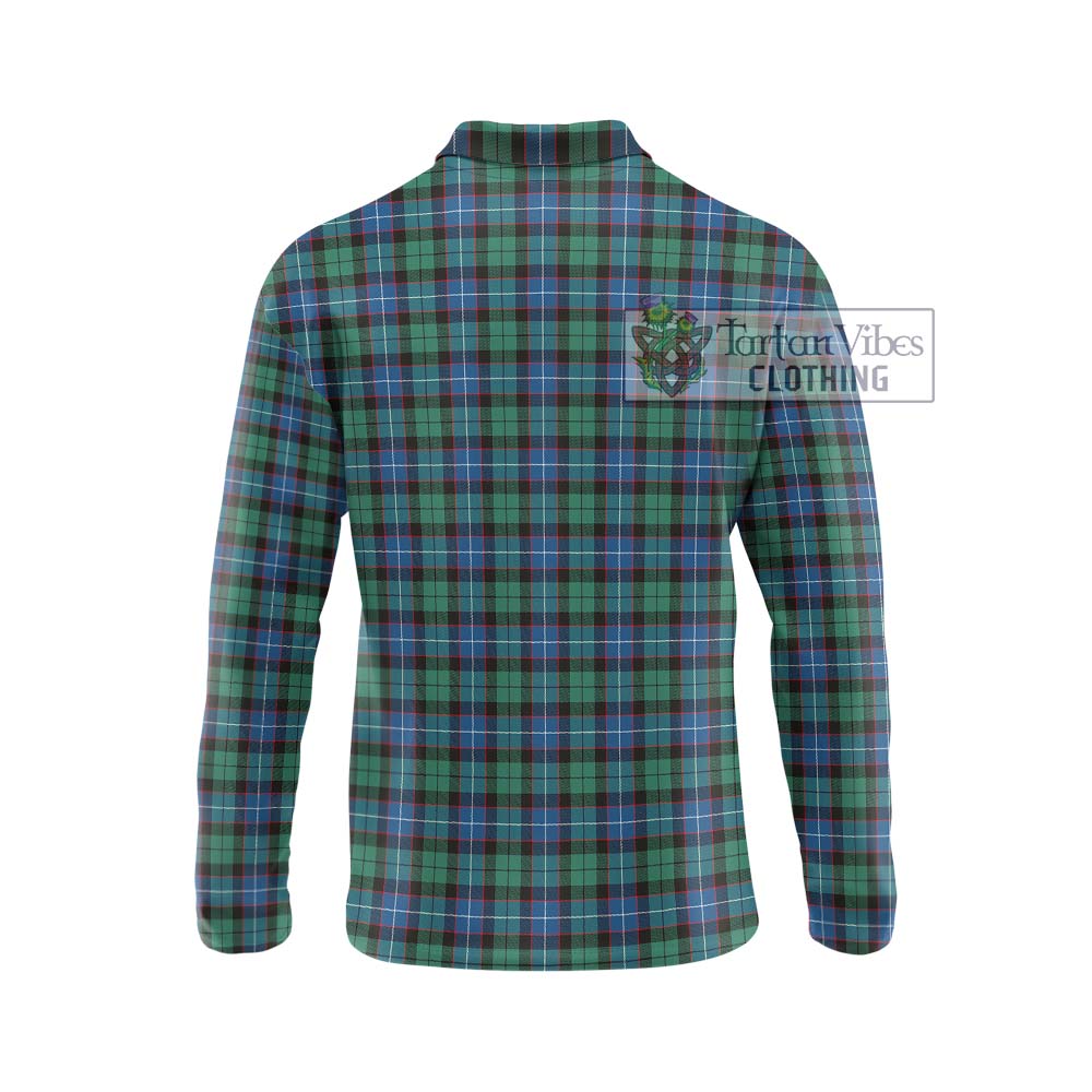 Hunter Ancient Tartan Long Sleeve Polo Shirt with Family Crest DNA In Me Style - Tartanvibesclothing Shop