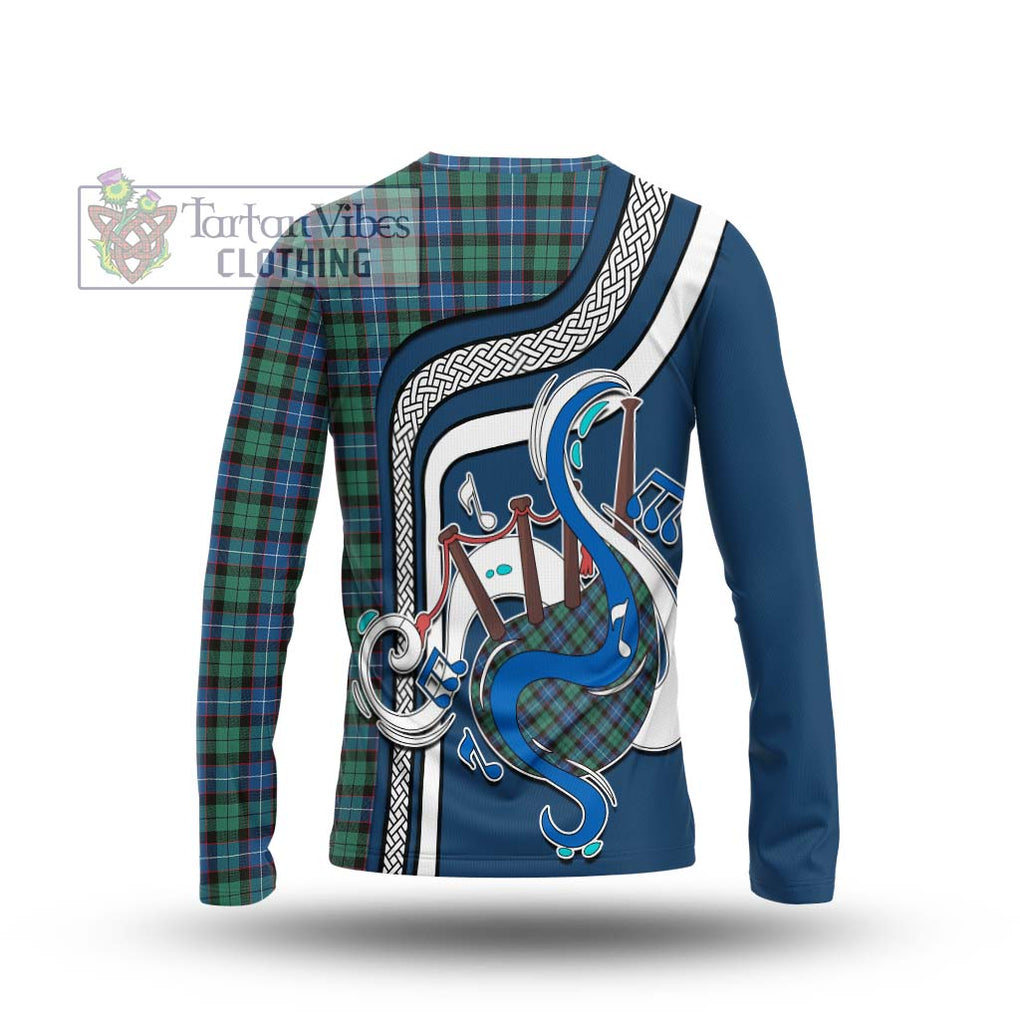 Tartan Vibes Clothing Hunter Ancient Tartan Long Sleeve T-Shirt with Epic Bagpipe Style