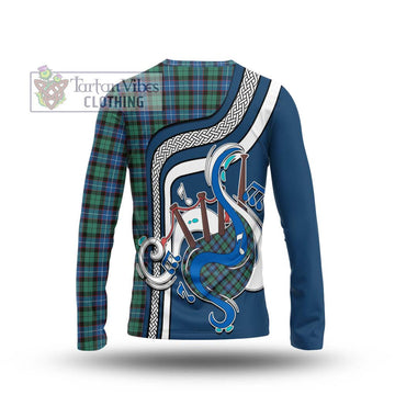 Hunter Ancient Tartan Long Sleeve T-Shirt with Epic Bagpipe Style