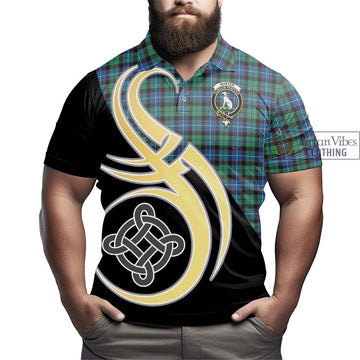 Hunter Ancient Tartan Polo Shirt with Family Crest and Celtic Symbol Style