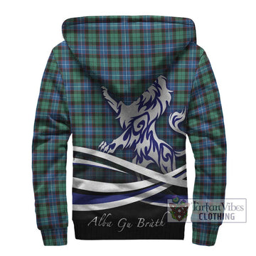 Hunter Ancient Tartan Sherpa Hoodie with Alba Gu Brath Regal Lion Emblem