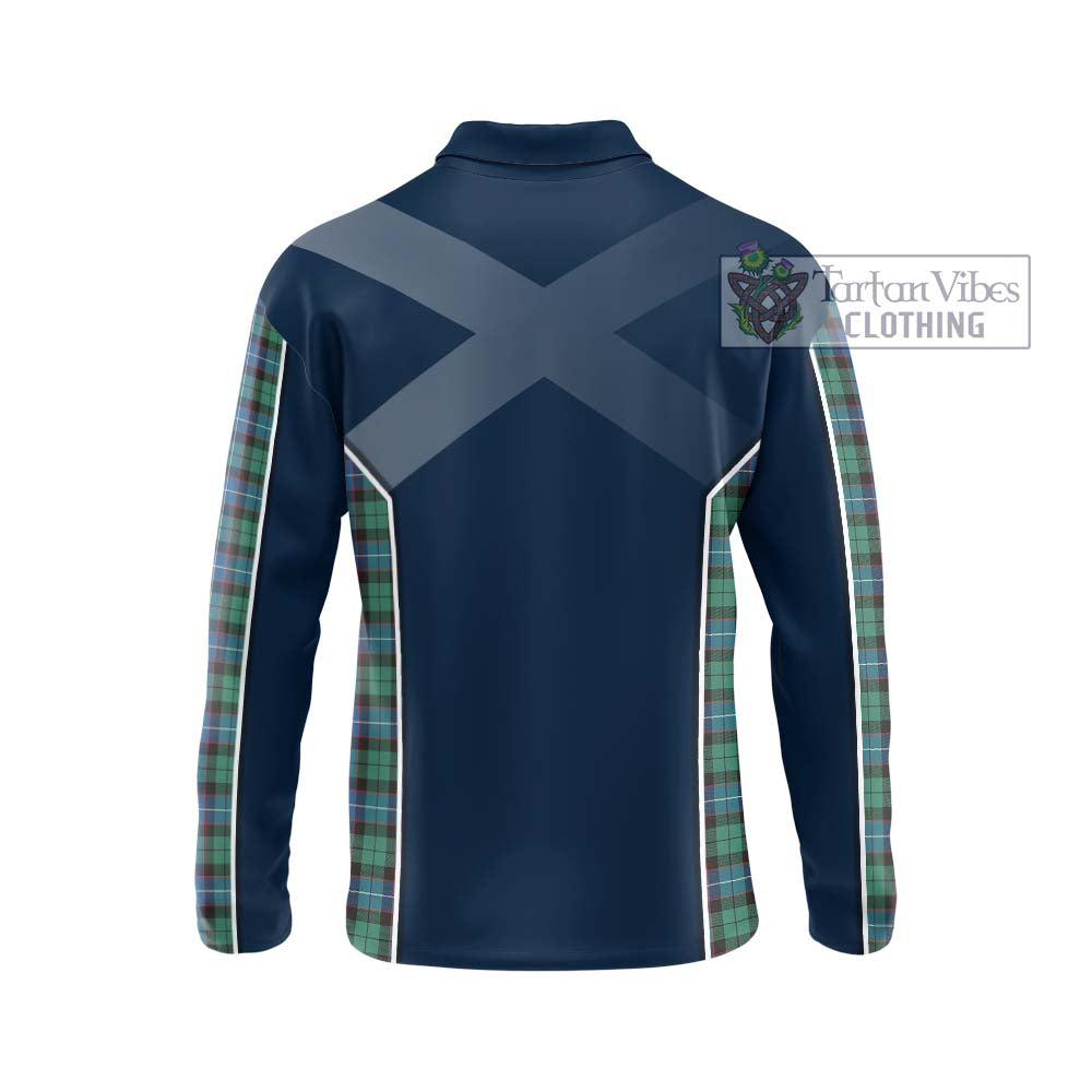 Hunter Ancient Tartan Long Sleeve Polo Shirt with Family Crest and Lion Rampant Vibes Sport Style - Tartan Vibes Clothing